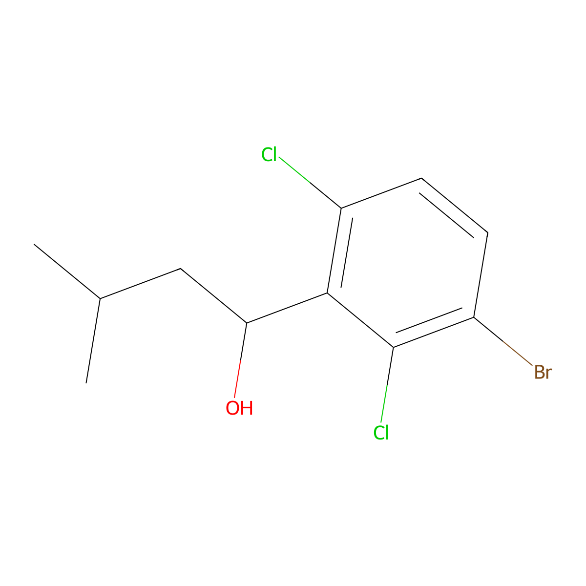 1-(3-Bromo-2,6-dichlorophenyl)-3-methylbutan-1-ol molecular structure, CAS 3002459-87-9