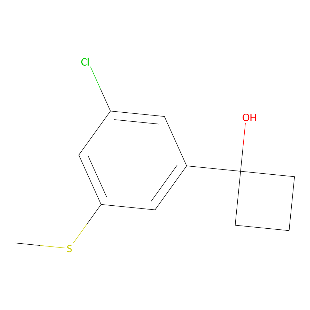 1-(3-Chloro-5-(methylthio)phenyl)cyclobutanol molecular structure, CAS 3002459-94-8