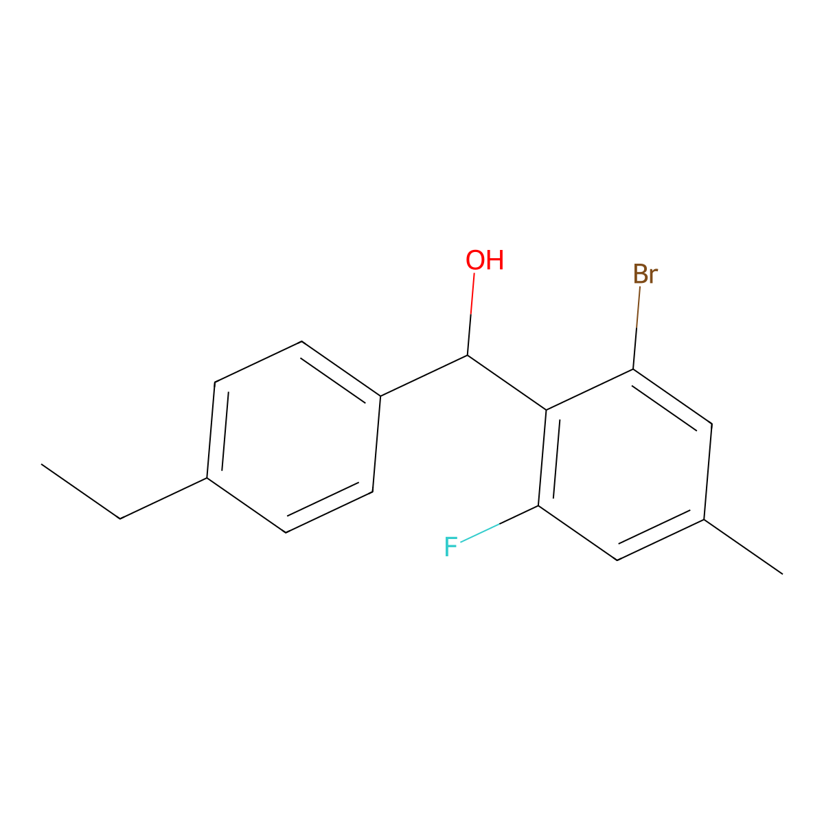 (2-Bromo-6-fluoro-4-methylphenyl)(4-ethylphenyl)methanol molecular structure, CAS 3002460-44-5