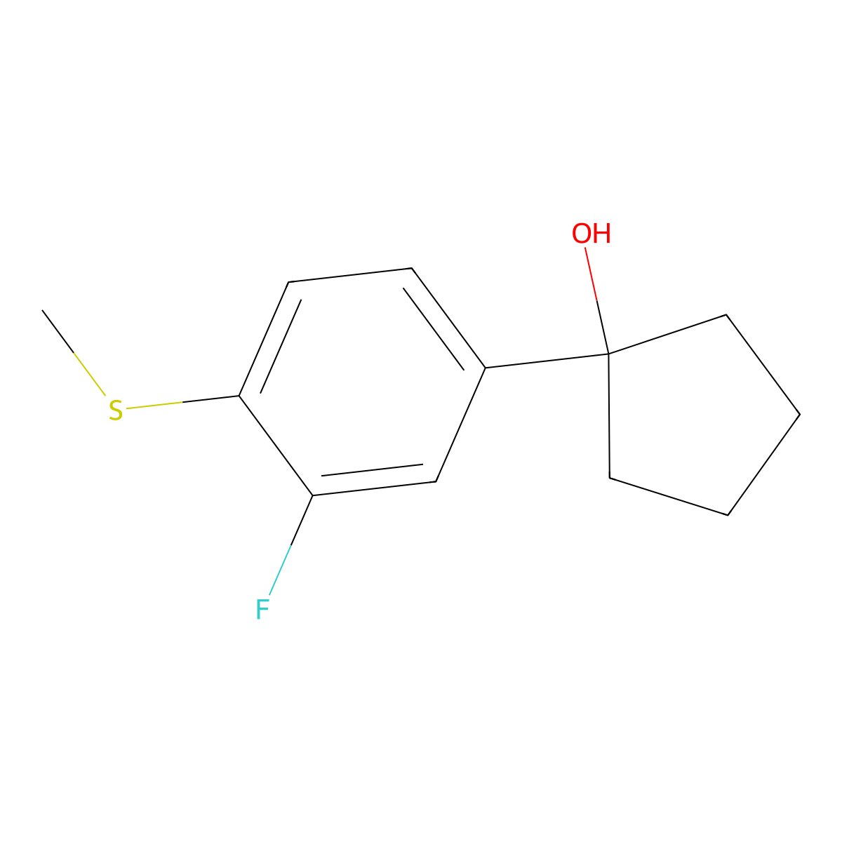 1-(3-Fluoro-4-(methylthio)phenyl)cyclopentanol molecular structure, CAS 3002460-93-4