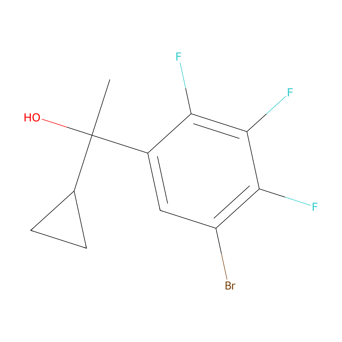 1-(5-Bromo-2,3,4-trifluorophenyl)-1-cyclopropylethanol molecular structure, CAS 3002461-24-4