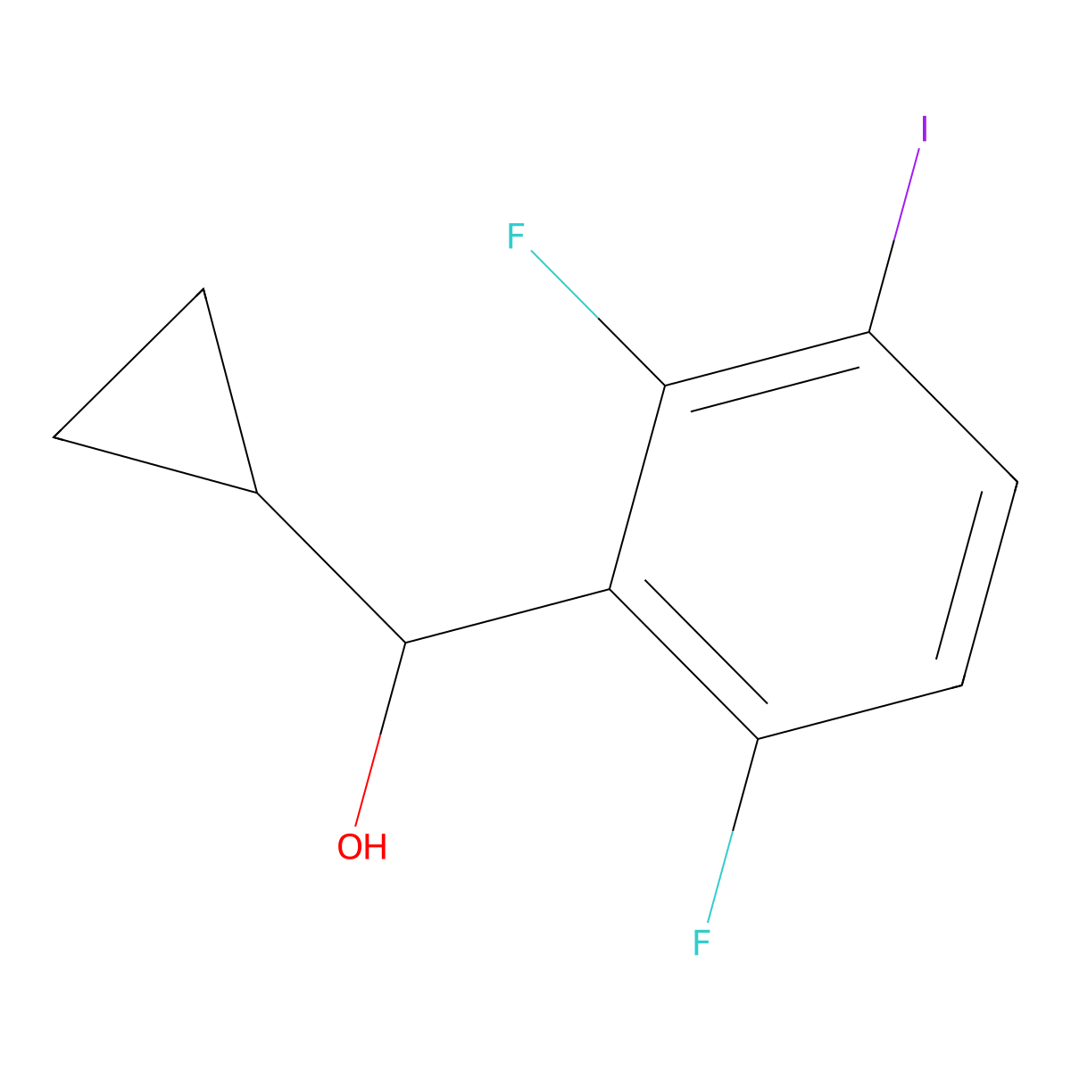 Cyclopropyl(2,6-difluoro-3-iodophenyl)methanol molecular structure, CAS 3002461-51-7