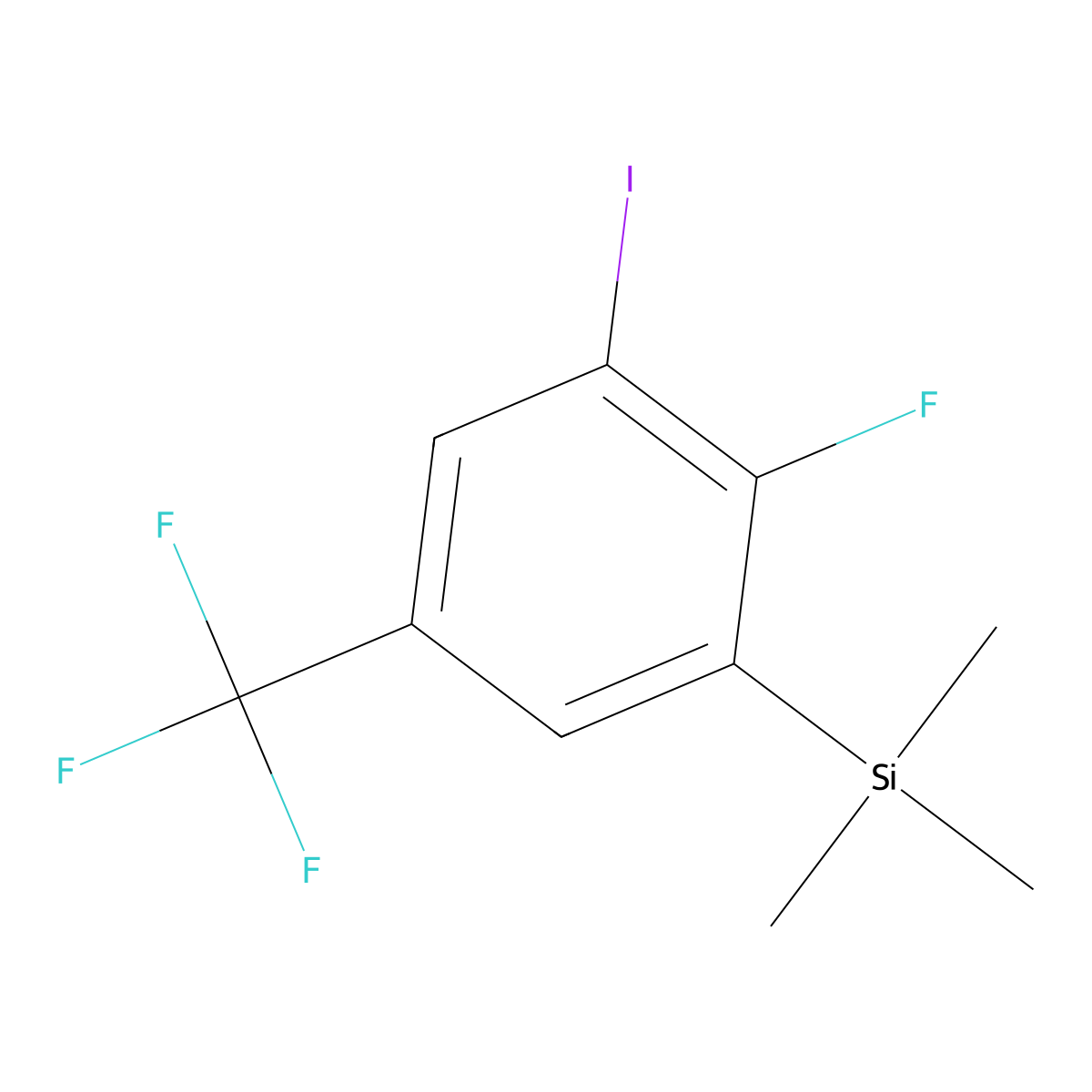 (2-Fluoro-3-iodo-5-(trifluoromethyl)phenyl)trimethylsilane molecular structure, CAS 3002461-81-3