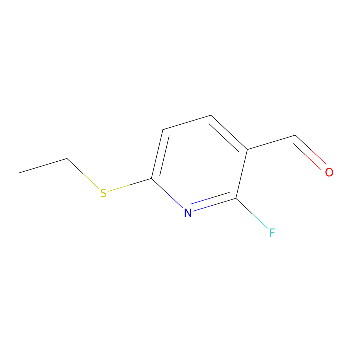 6-(Ethylthio)-2-fluoronicotinaldehyde molecular structure, CAS 3002462-32-7