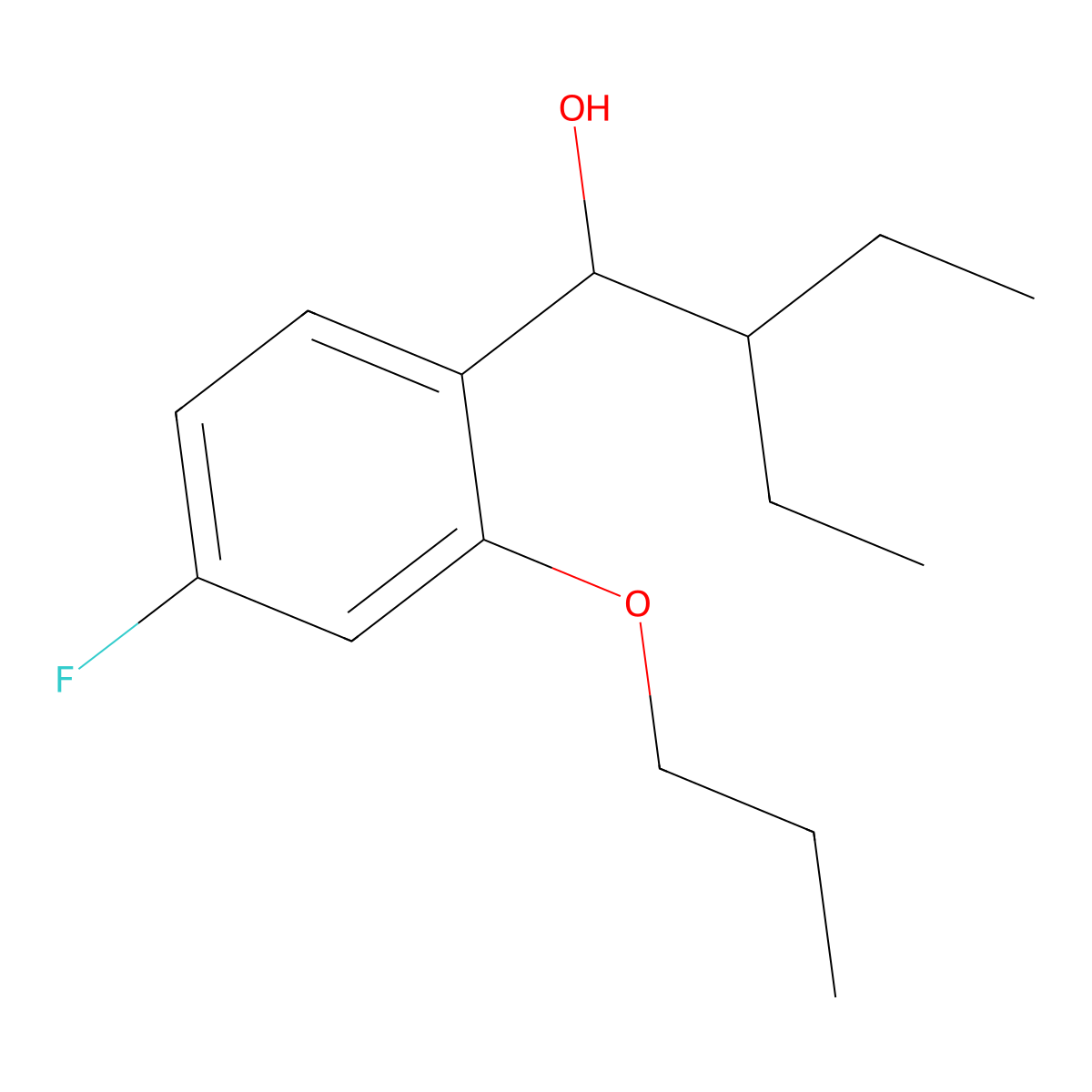 2-Ethyl-1-(4-fluoro-2-propoxyphenyl)butan-1-ol molecular structure, CAS 3002462-53-2