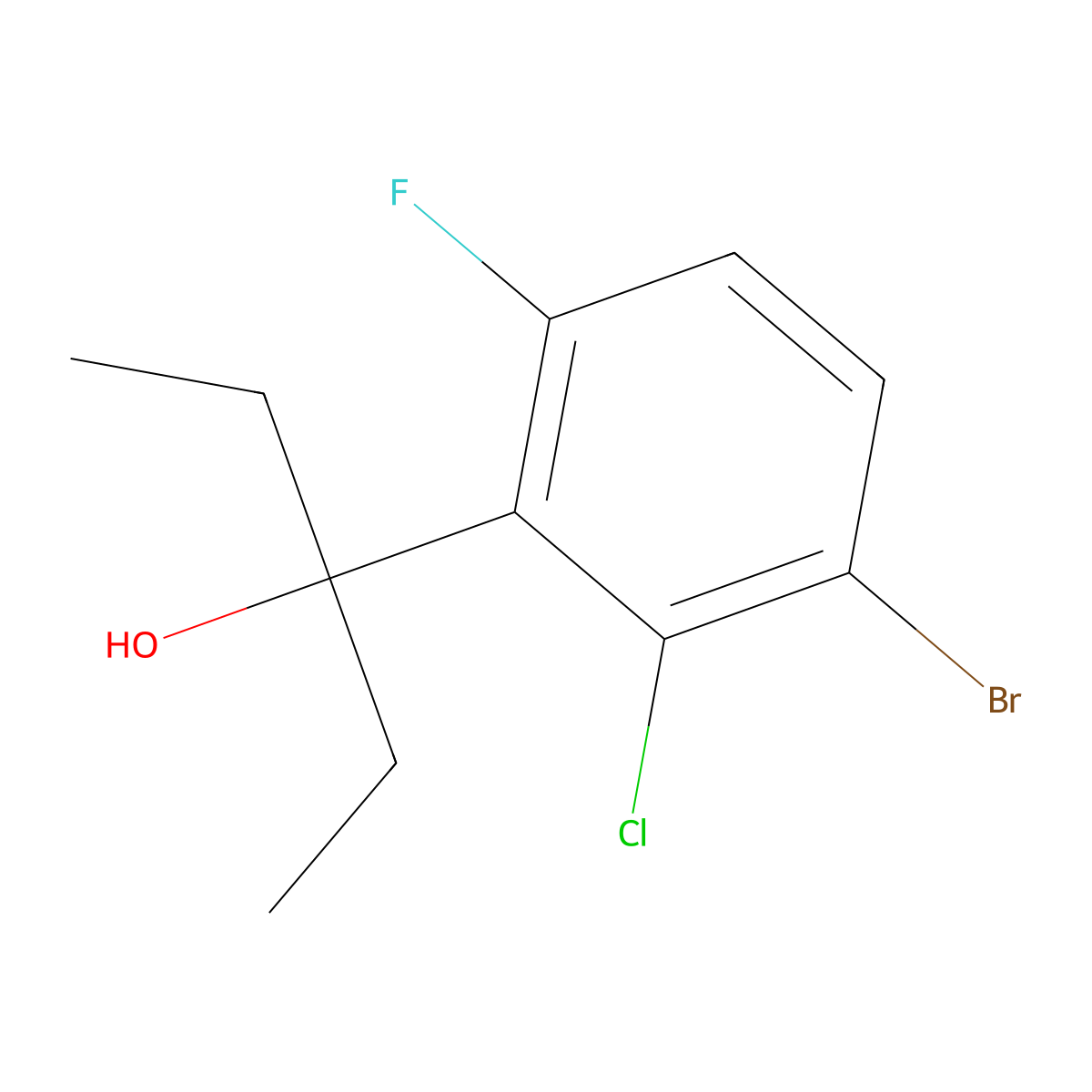 3-(3-Bromo-2-chloro-6-fluorophenyl)pentan-3-ol molecular structure, CAS 3002462-73-6