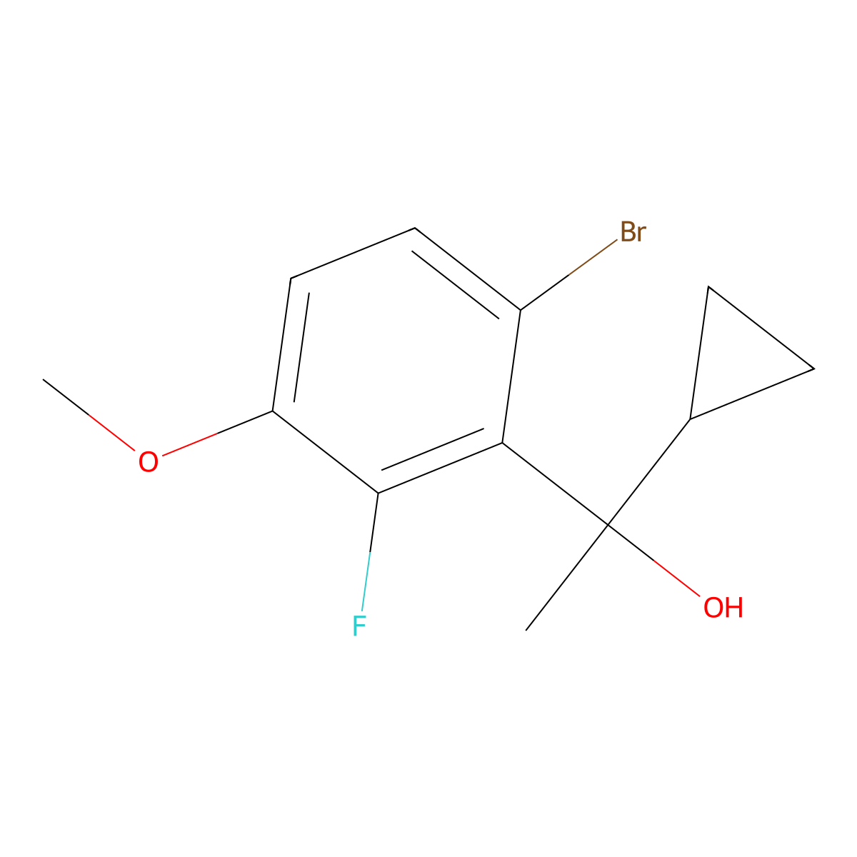 1-(6-Bromo-2-fluoro-3-methoxyphenyl)-1-cyclopropylethanol molecular structure, CAS 3002463-63-7