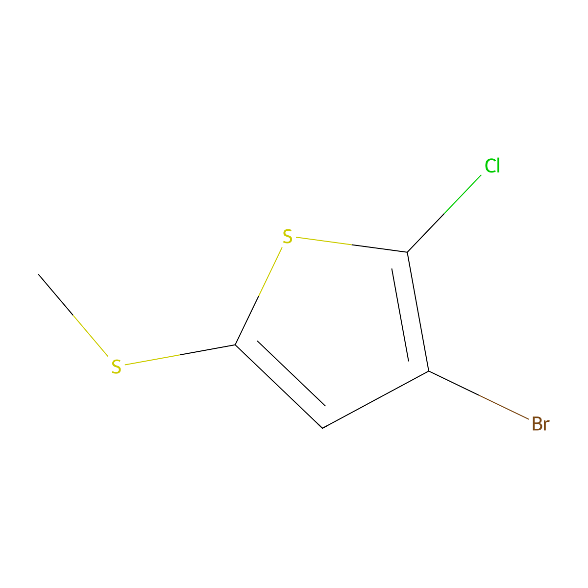 3-Bromo-2-chloro-5-(methylthio)thiophene molecular structure, CAS 3002463-88-6