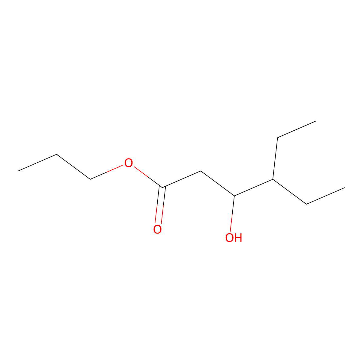 Propyl 4-ethyl-3-hydroxyhexanoate molecular structure, CAS 3002464-17-4