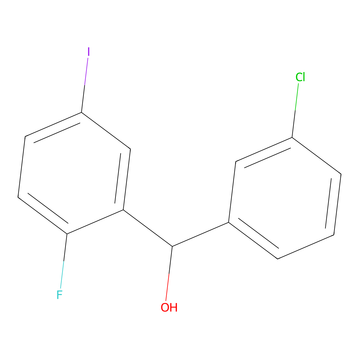 (3-Chlorophenyl)(2-fluoro-5-iodophenyl)methanol molecular structure, CAS 3002465-53-1