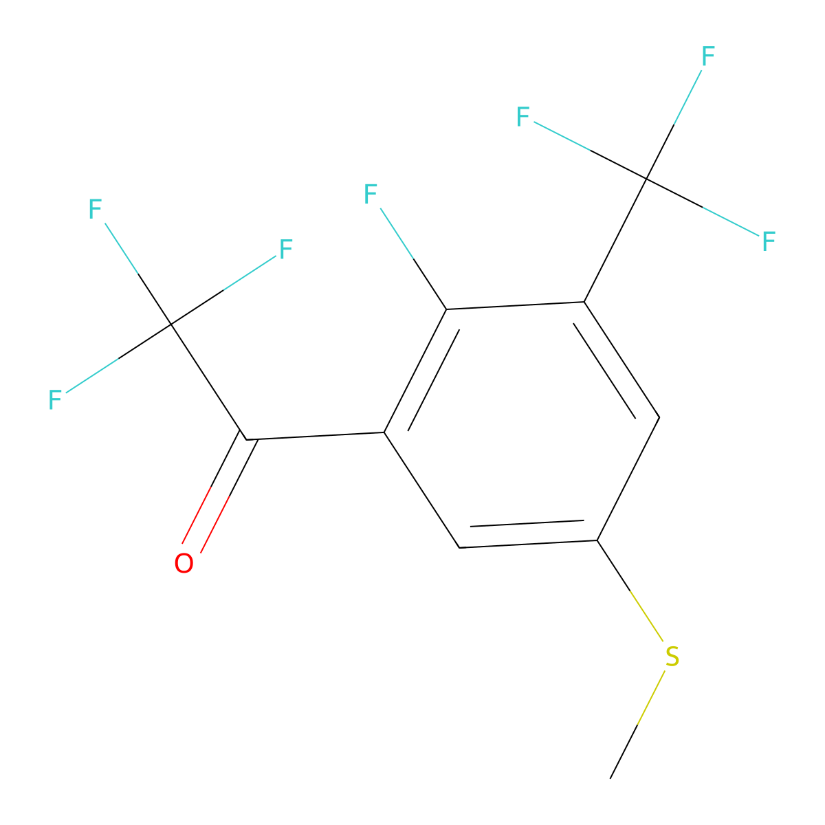 2,2,2-Trifluoro-1-(2-fluoro-5-(methylthio)-3-(trifluoromethyl)phenyl)ethanone molecular structure, CAS 3002466-98-7