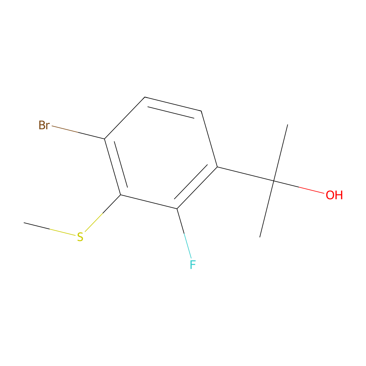 2-(4-Bromo-2-fluoro-3-(methylthio)phenyl)propan-2-ol molecular structure, CAS 3002467-61-7