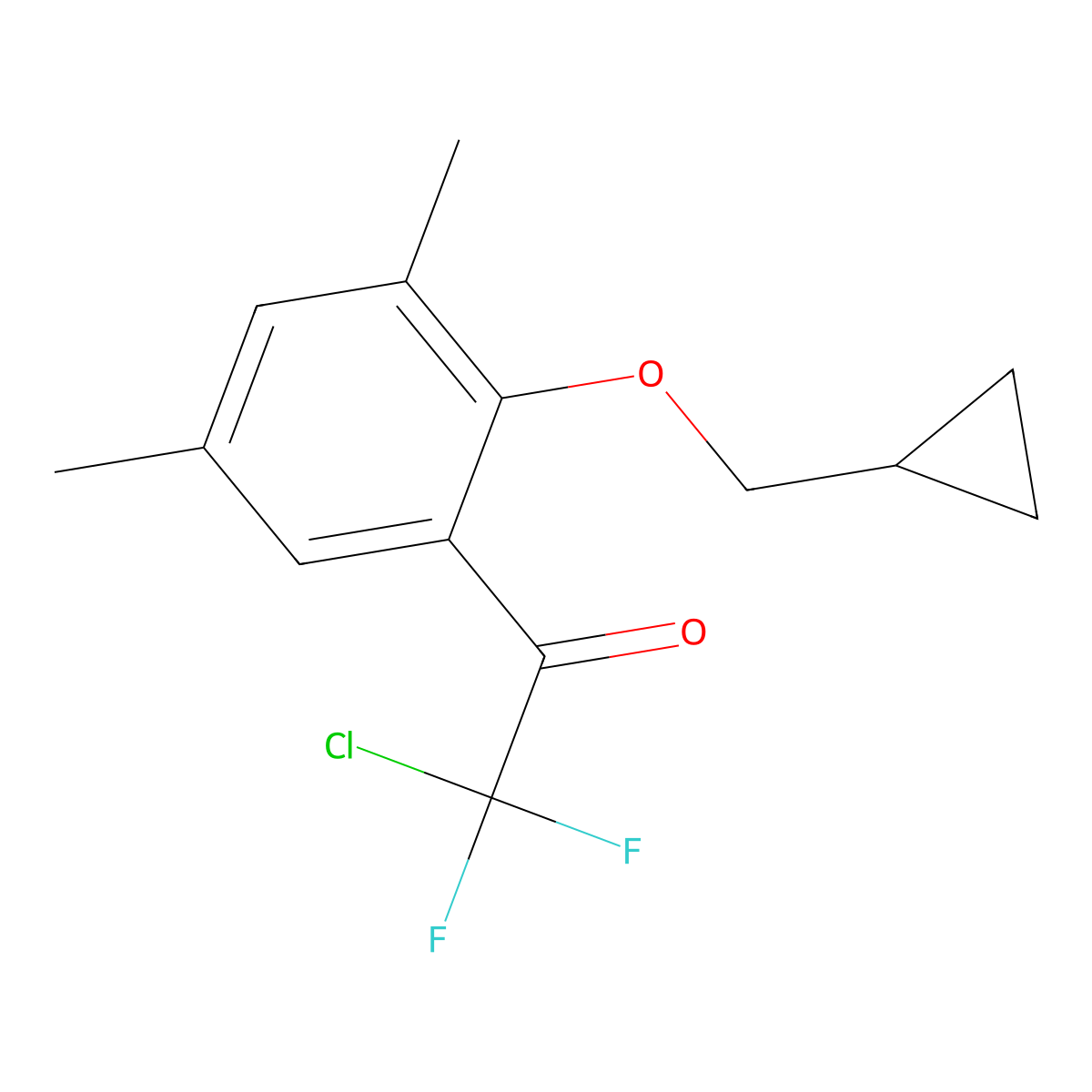 2-Chloro-1-(2-(cyclopropylmethoxy)-3,5-dimethylphenyl)-2,2-difluoroethanone molecular structure, CAS 3002468-78-9