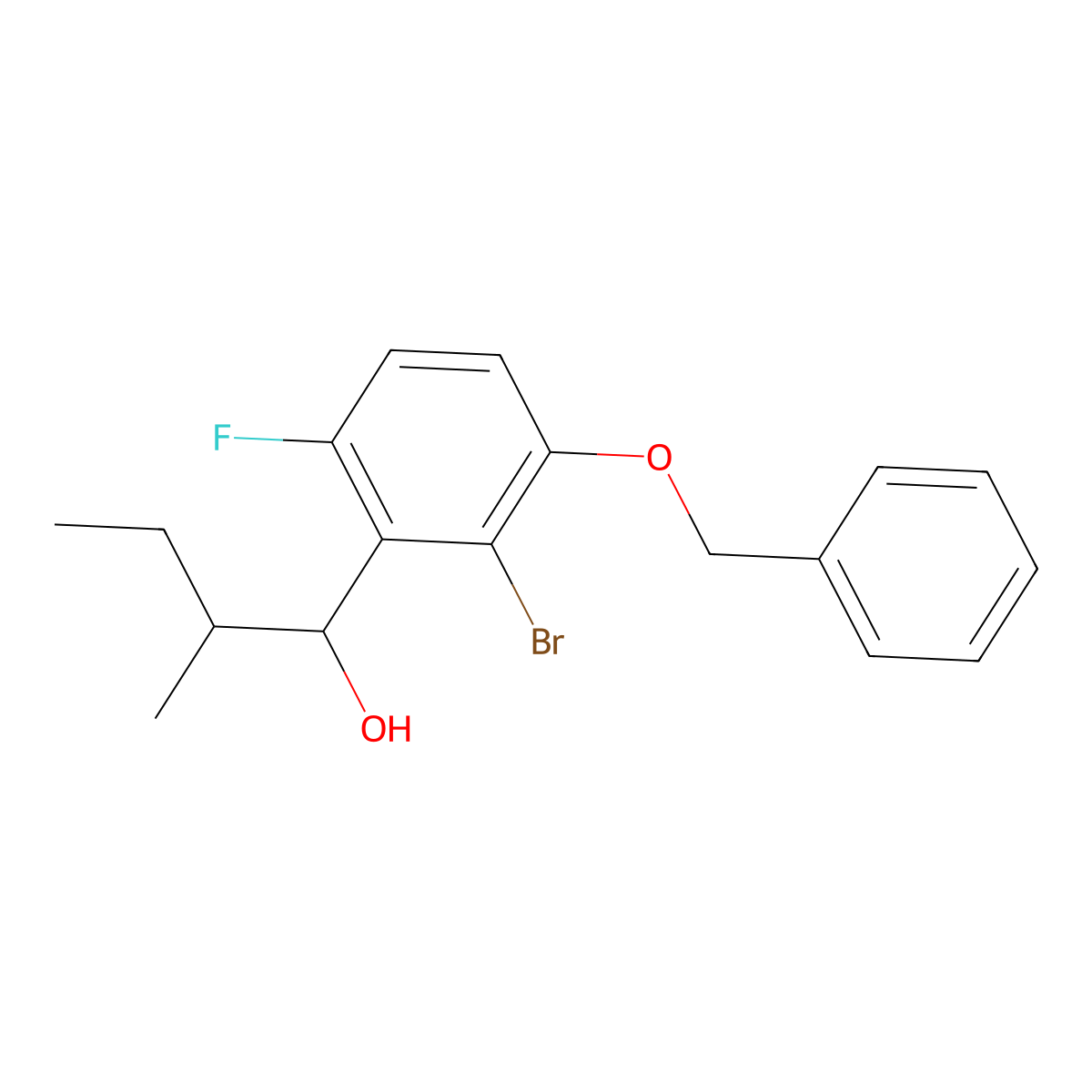 1-(3-(BenZyloxy)-2-bromo-6-fluorophenyl)-2-methylbutan-1-ol molecular structure, CAS 3002469-54-4
