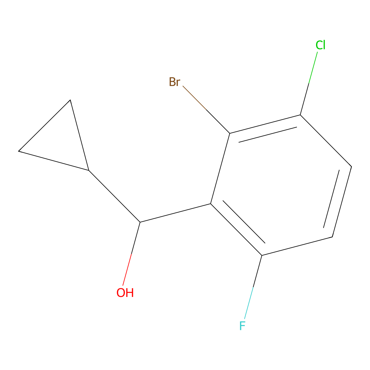 (2-Bromo-3-chloro-6-fluorophenyl)(cyclopropyl)methanol molecular structure, CAS 3002469-75-9