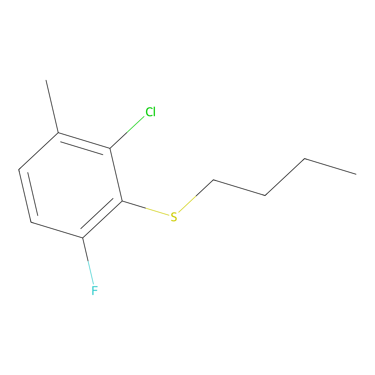Butyl(2-chloro-6-fluoro-3-methylphenyl)sulfane molecular structure, CAS 3002470-02-9
