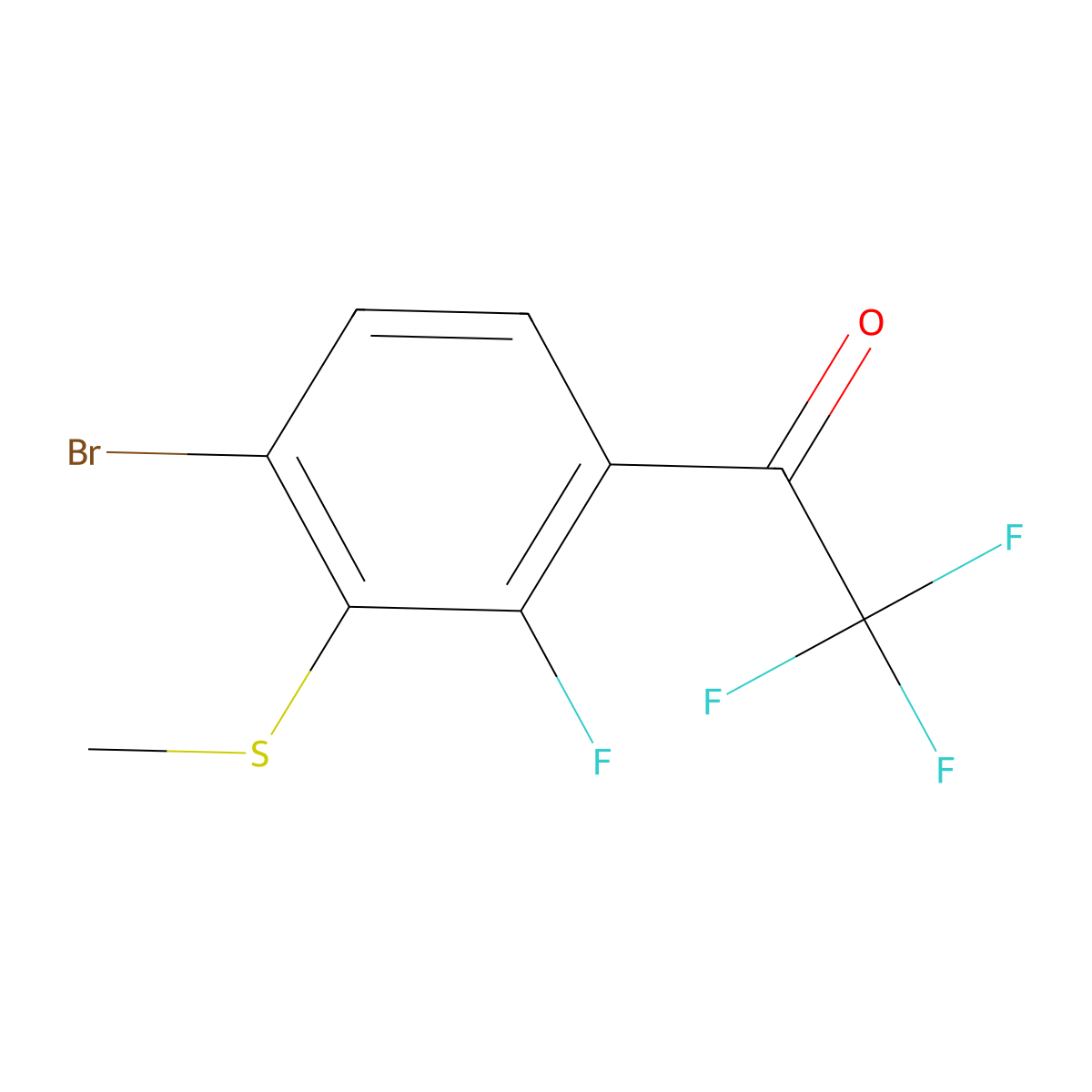 1-(4-Bromo-2-fluoro-3-(methylthio)phenyl)-2,2,2-trifluoroethanone molecular structure, CAS 3002471-04-4
