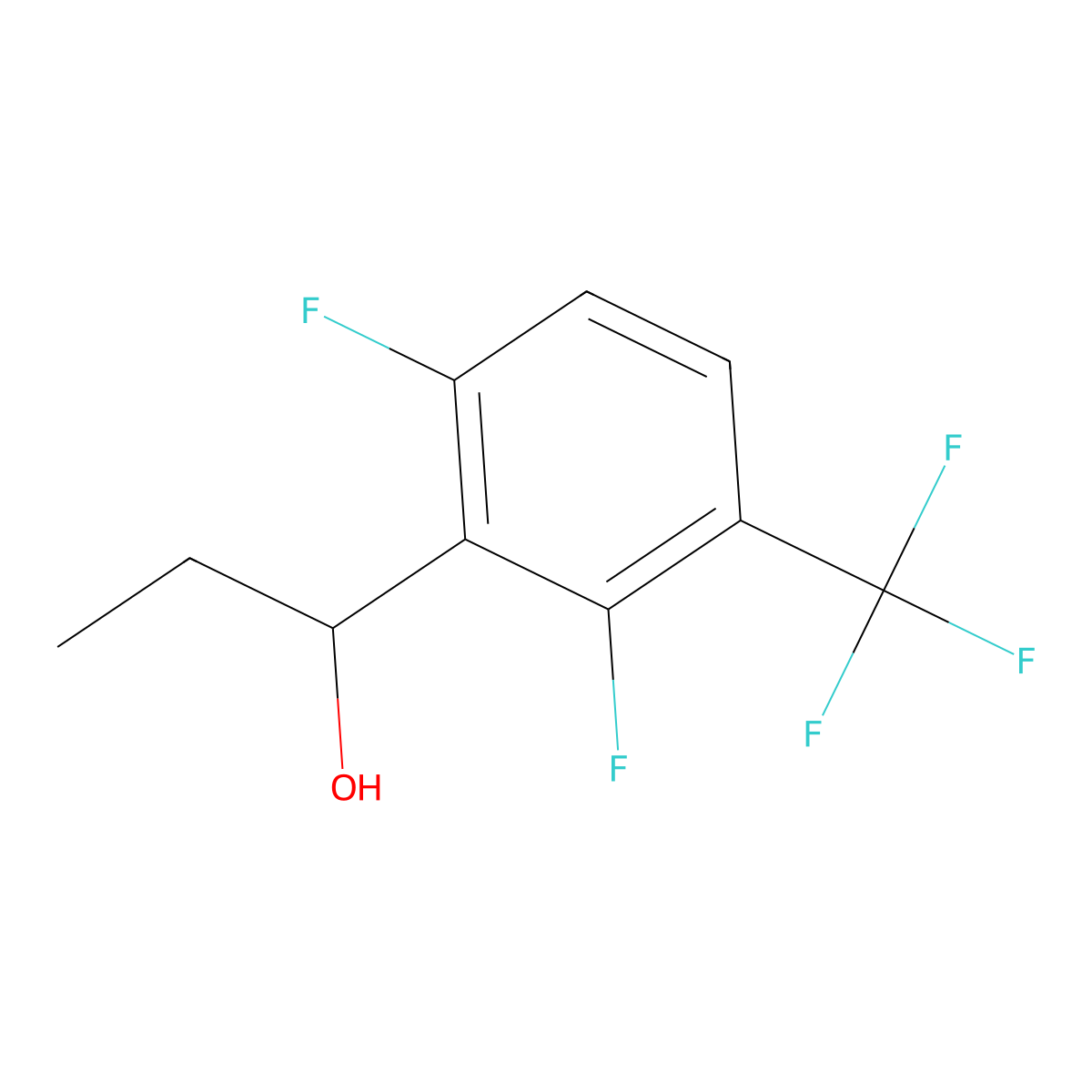 1-(2,6-Difluoro-3-(trifluoromethyl)phenyl)propan-1-ol molecular structure, CAS 3002472-75-2