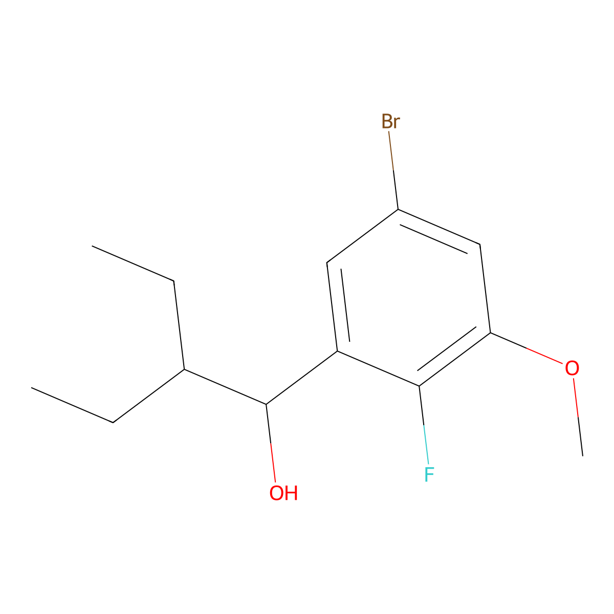 1-(5-Bromo-2-fluoro-3-methoxyphenyl)-2-ethylbutan-1-ol molecular structure, CAS 3002472-77-4