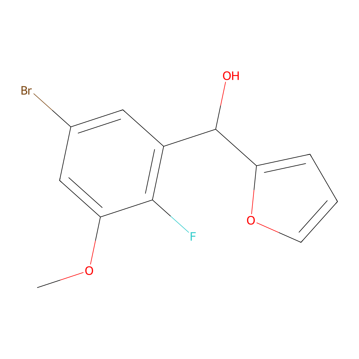 (5-Bromo-2-fluoro-3-methoxyphenyl)(furan-2-yl)methanol molecular structure, CAS 3002472-82-1