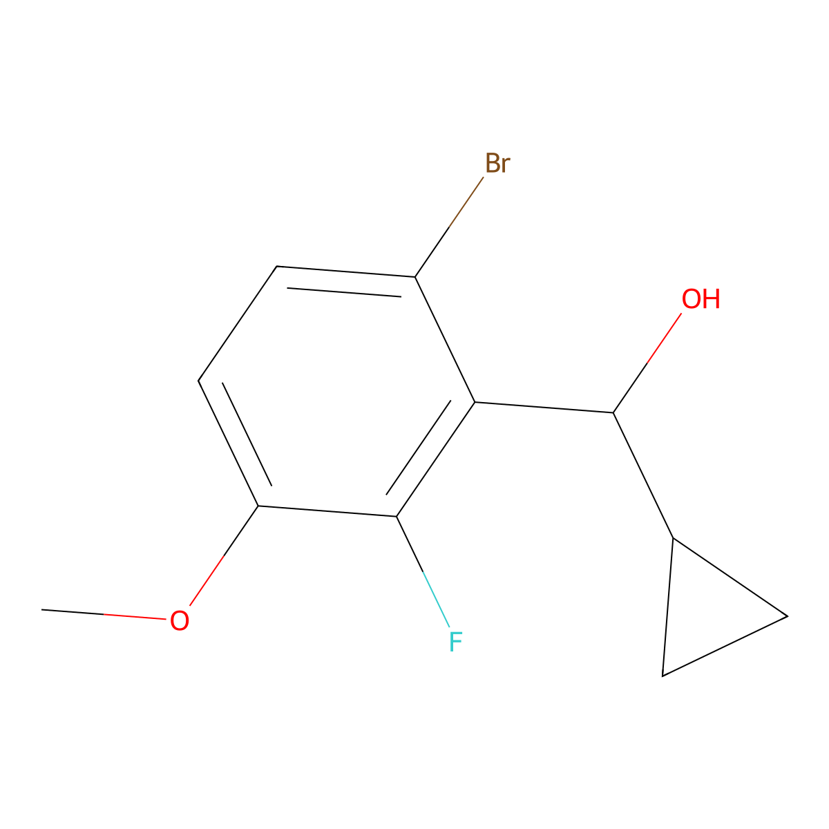 (6-Bromo-2-fluoro-3-methoxyphenyl)(cyclopropyl)methanol molecular structure, CAS 3002473-61-9