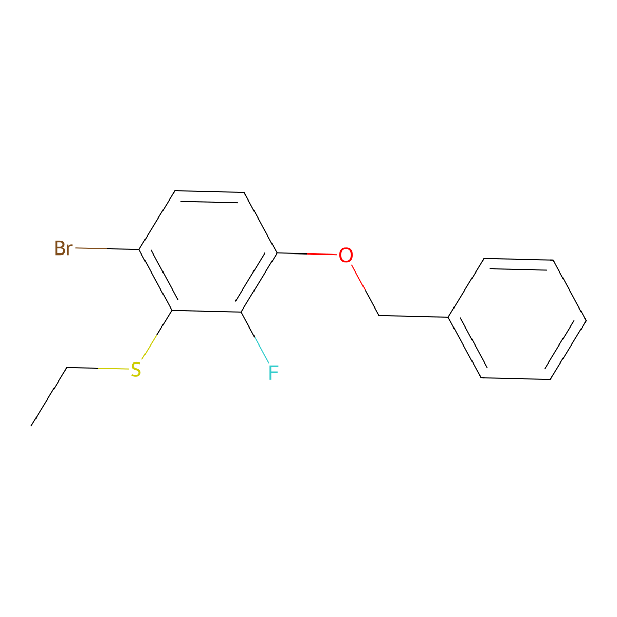 (3-(BenZyloxy)-6-bromo-2-fluorophenyl)(ethyl)sulfane molecular structure, CAS 3002473-82-4