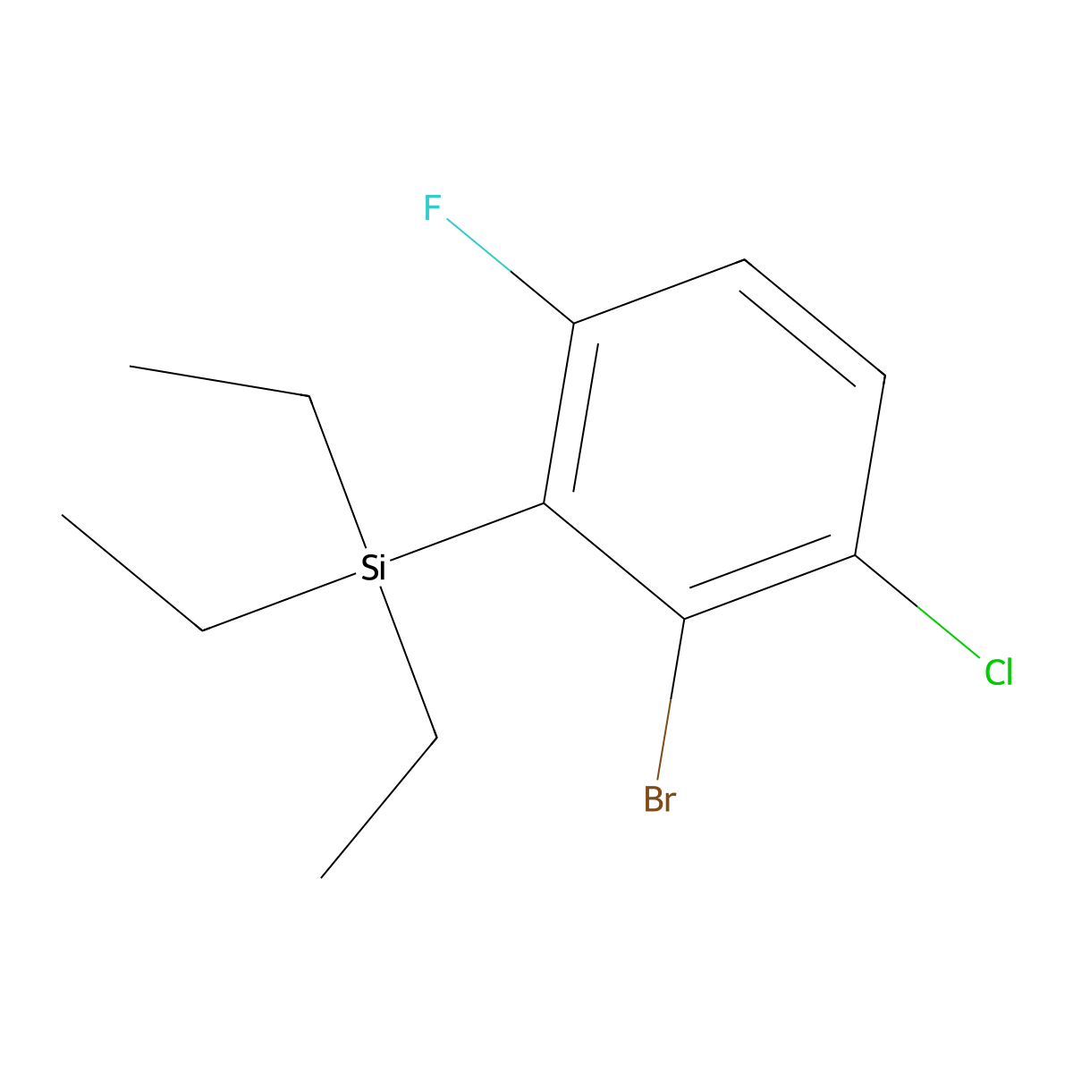 (2-Bromo-3-chloro-6-fluorophenyl)triethylsilane molecular structure, CAS 3002474-36-1