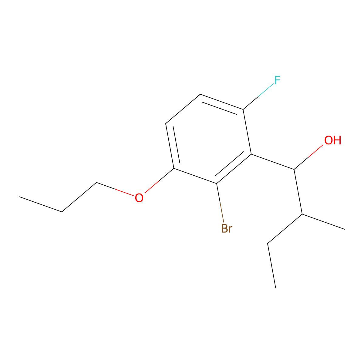 1-(2-Bromo-6-fluoro-3-propoxyphenyl)-2-methylbutan-1-ol molecular structure, CAS 3002475-13-7
