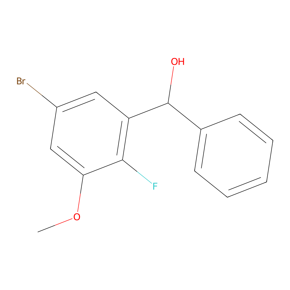 (5-Bromo-2-fluoro-3-methoxyphenyl)(phenyl)methanol molecular structure, CAS 3002475-53-5