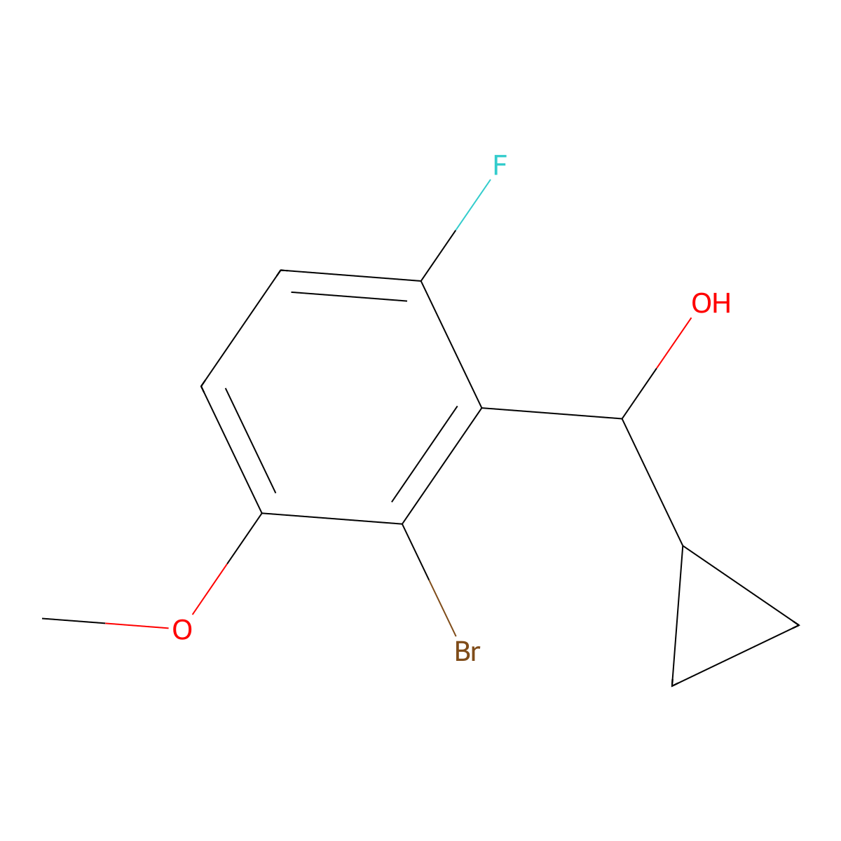 (2-Bromo-6-fluoro-3-methoxyphenyl)(cyclopropyl)methanol molecular structure, CAS 3002475-80-8