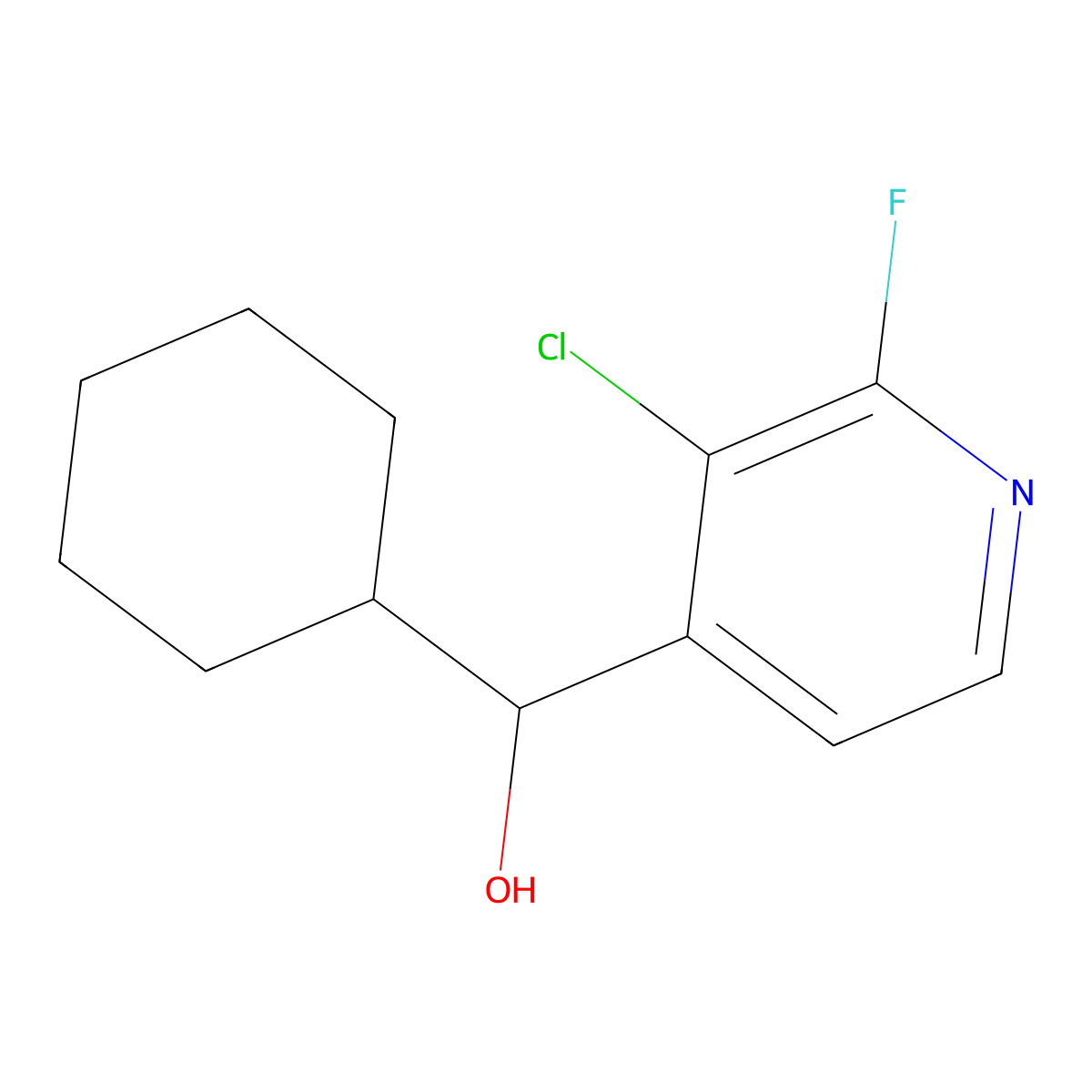 (3-Chloro-2-fluoropyridin-4-yl)(cyclohexyl)methanol molecular structure, CAS 3002476-27-6