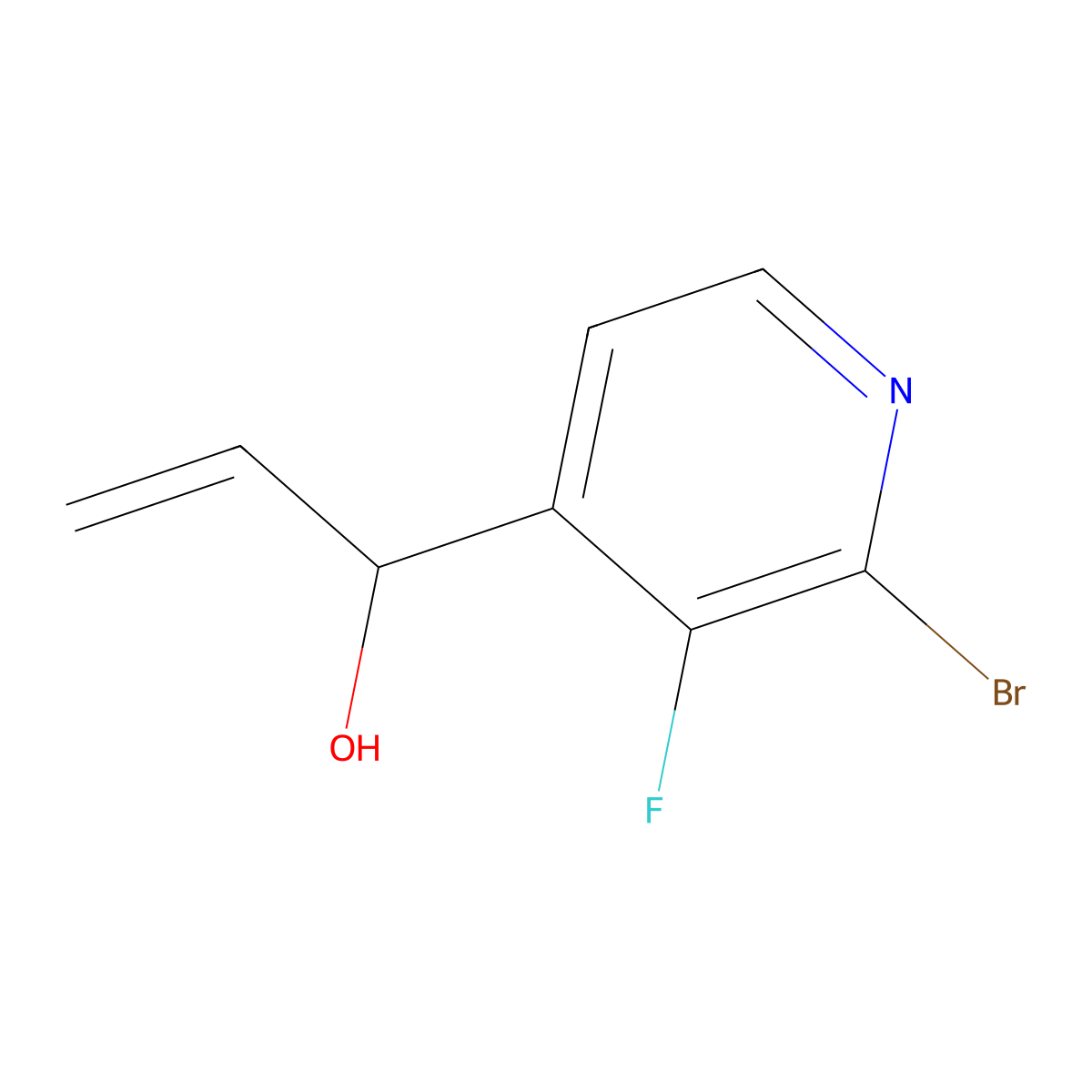 1-(2-Bromo-3-fluoropyridin-4-yl)prop-2-en-1-ol molecular structure, CAS 3002476-41-4