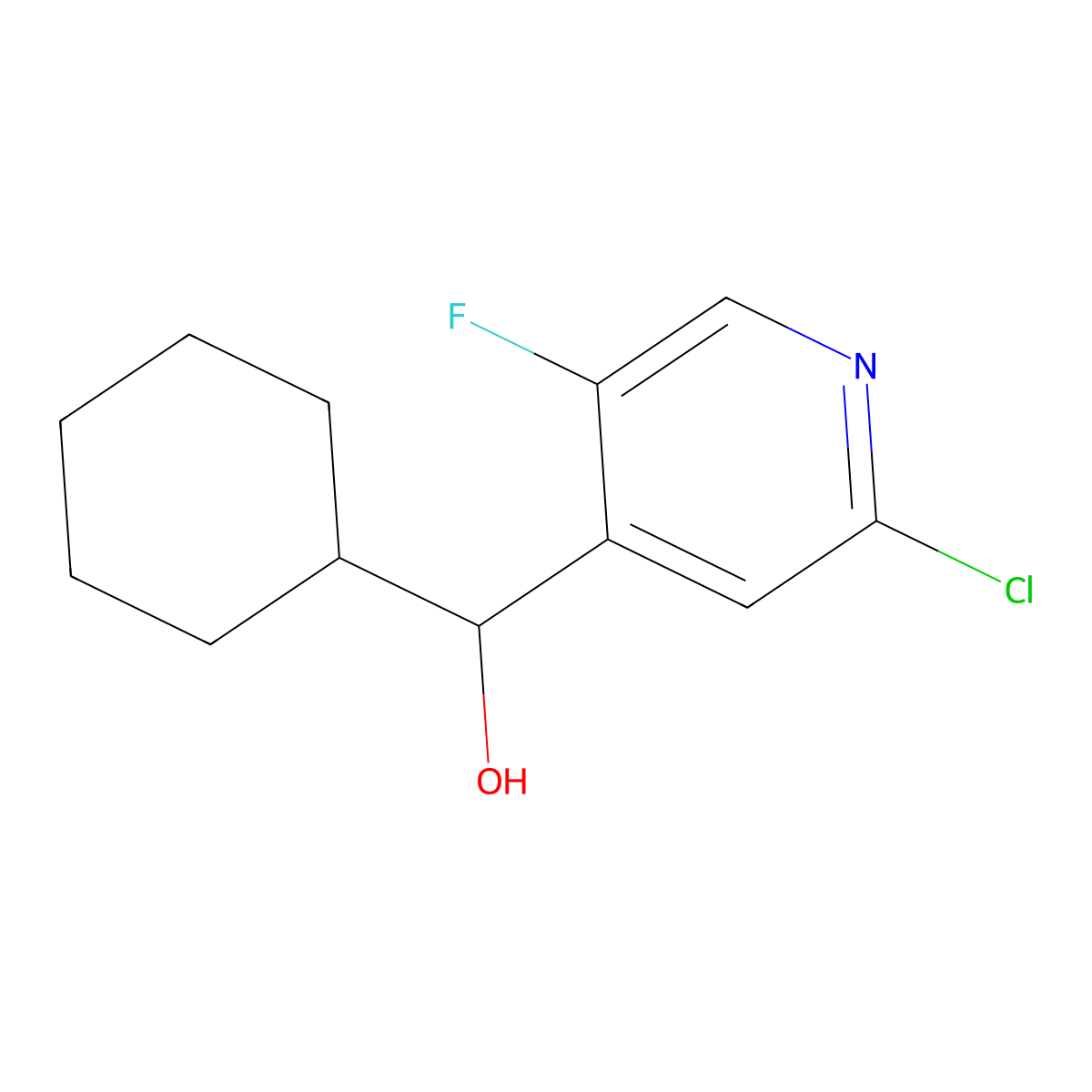 (2-Chloro-5-fluoropyridin-4-yl)(cyclohexyl)methanol molecular structure, CAS 3002476-48-1