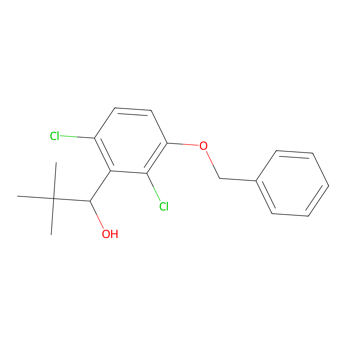 1-(3-(BenZyloxy)-2,6-dichlorophenyl)-2,2-dimethylpropan-1-ol molecular structure, CAS 3002476-69-6