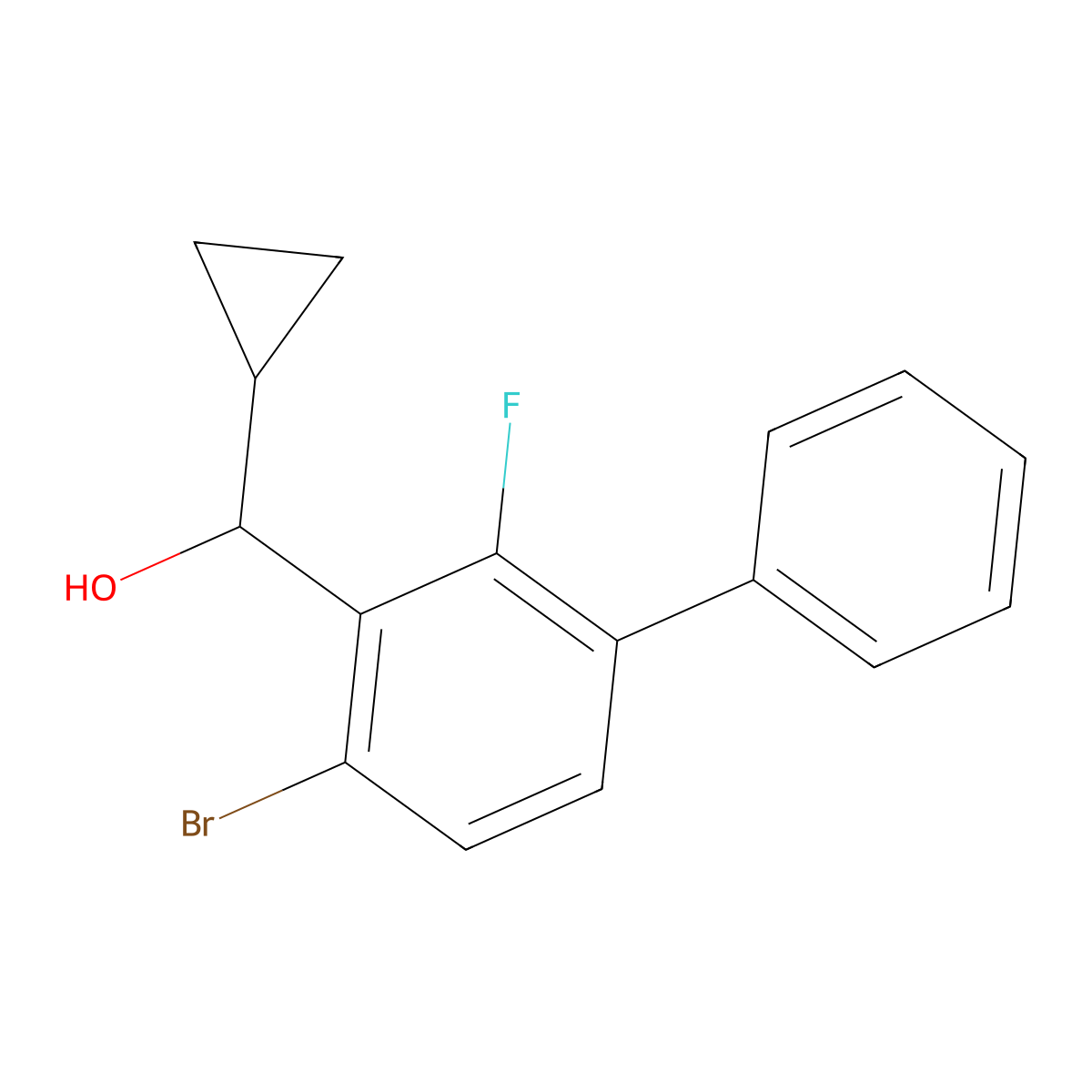 (4-Bromo-2-fluoro-[1,1'-biphenyl]-3-yl)(cyclopropyl)methanol molecular structure, CAS 3002476-76-5