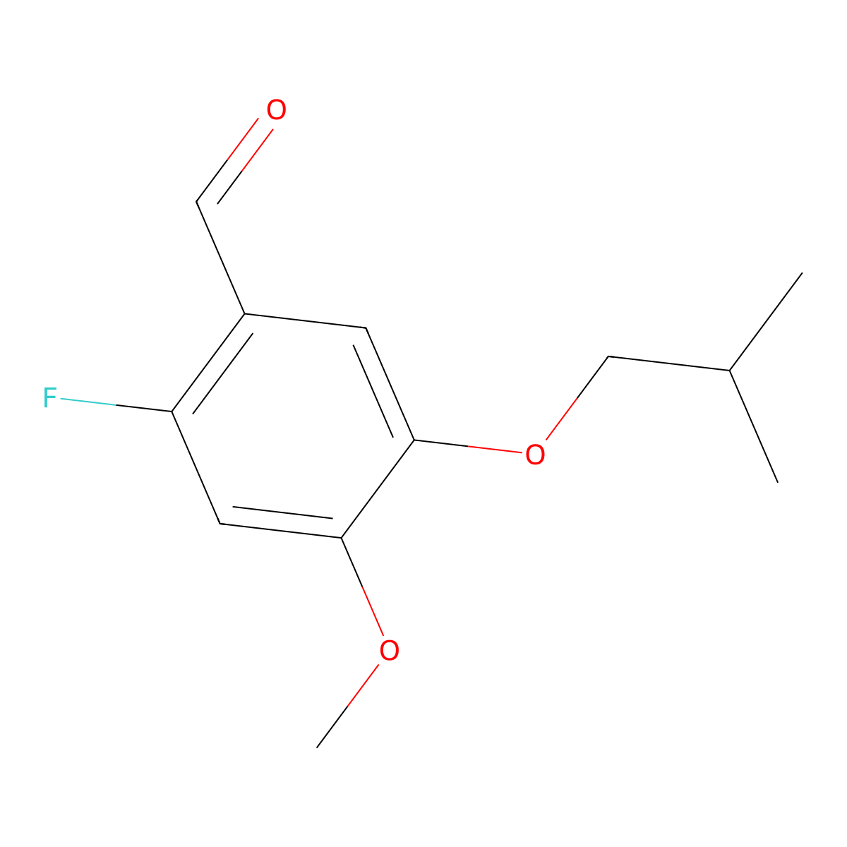 2-Fluoro-5-isobutoxy-4-methoxybenzaldehyde molecular structure, CAS 3002476-94-7