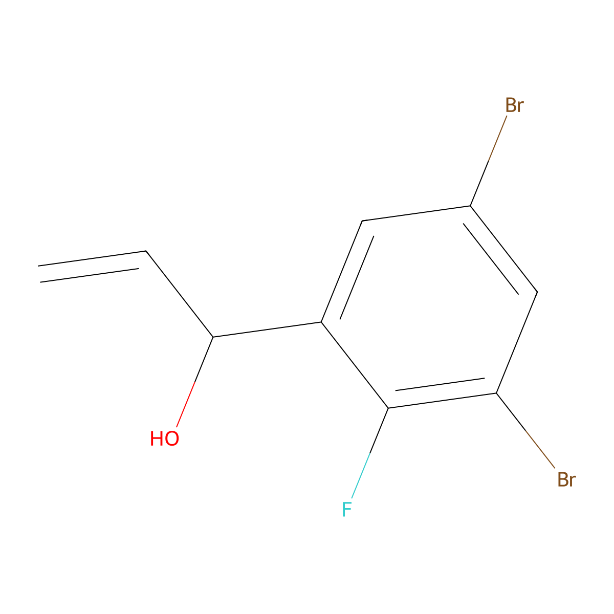 1-(3,5-Dibromo-2-fluorophenyl)prop-2-en-1-ol molecular structure, CAS 3002477-25-7
