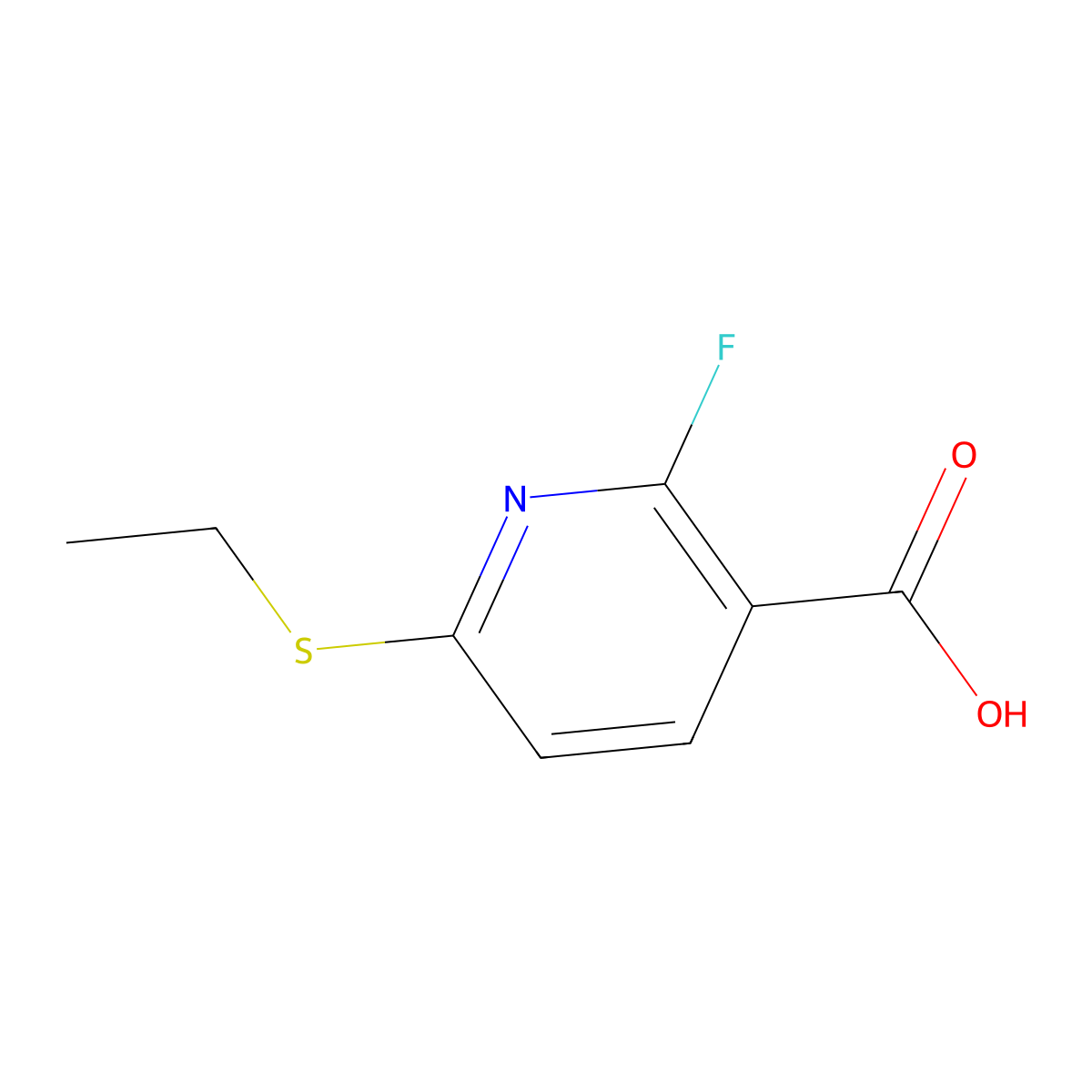 6-(Ethylthio)-2-fluoronicotinic acid molecular structure, CAS 3002478-04-5