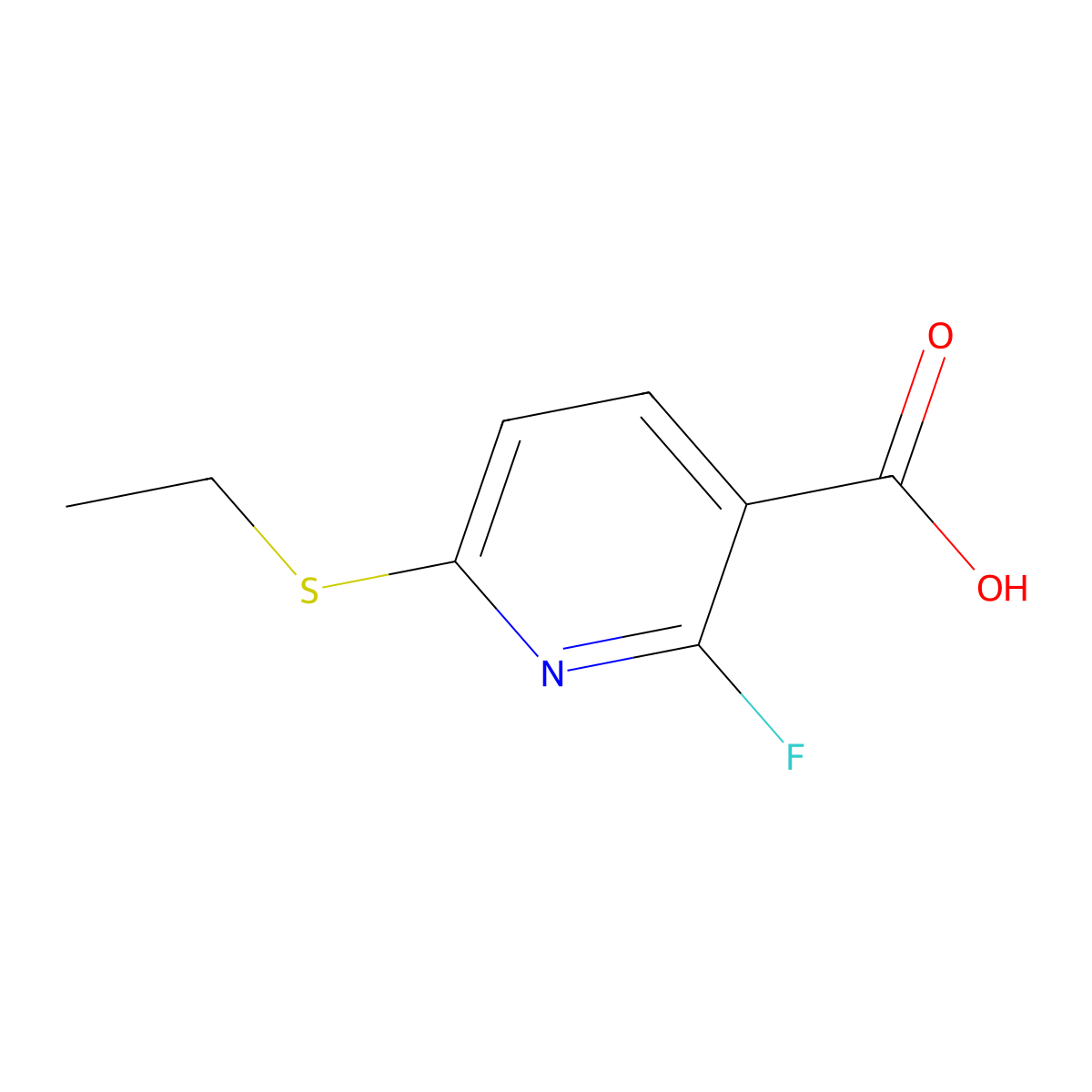 6-(Ethylthio)-2-fluoronicotinic acid molecular structure, CAS 3002478-04-5