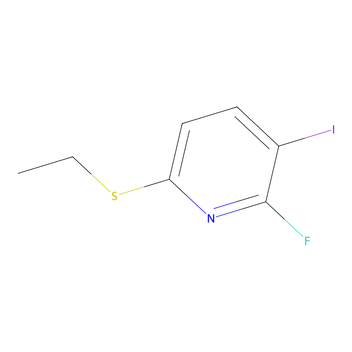 6-(Ethylthio)-2-fluoro-3-iodopyridine molecular structure, CAS 3002478-09-0