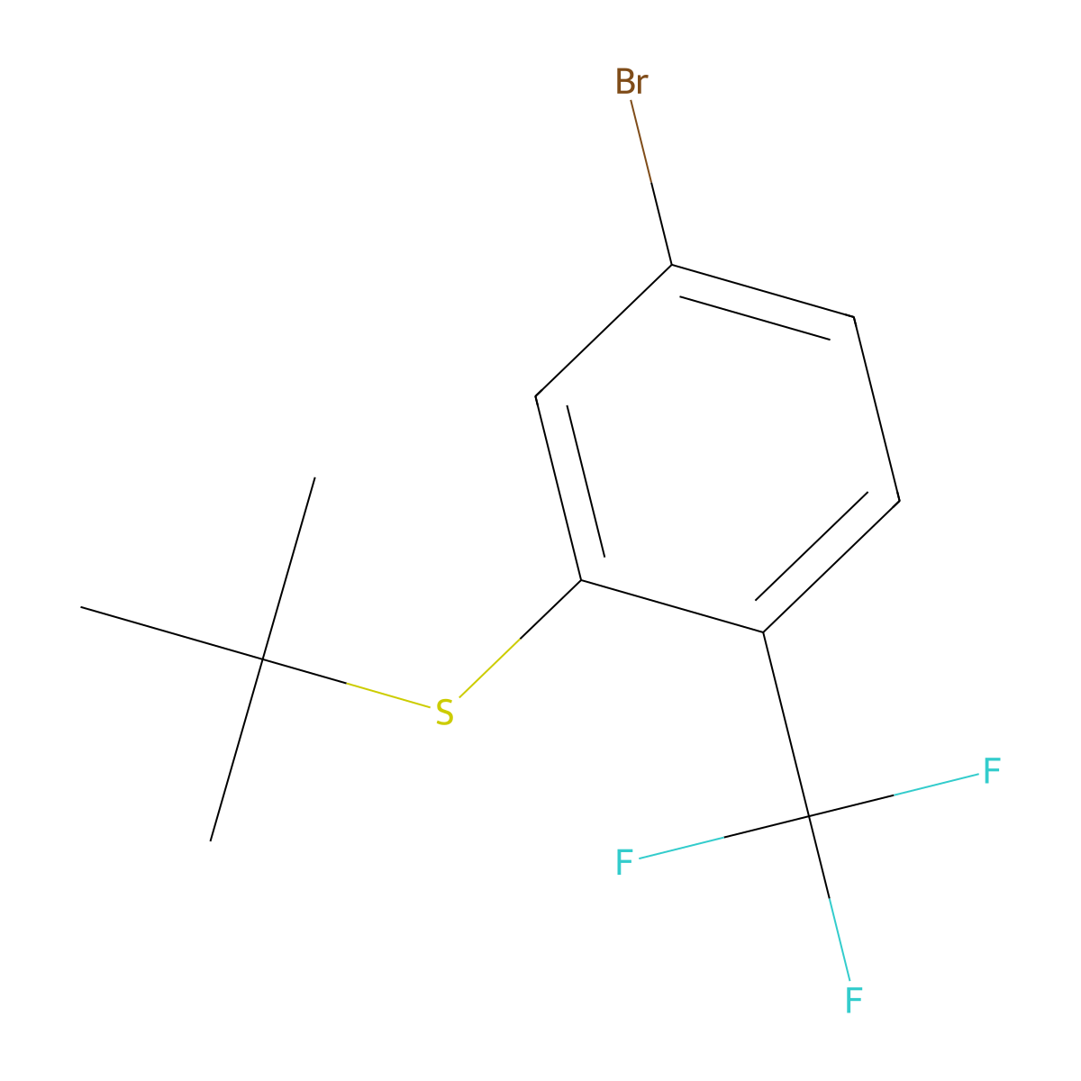 (5-Bromo-2-(trifluoromethyl)phenyl)(tert-butyl)sulfane molecular structure, CAS 3002478-74-9