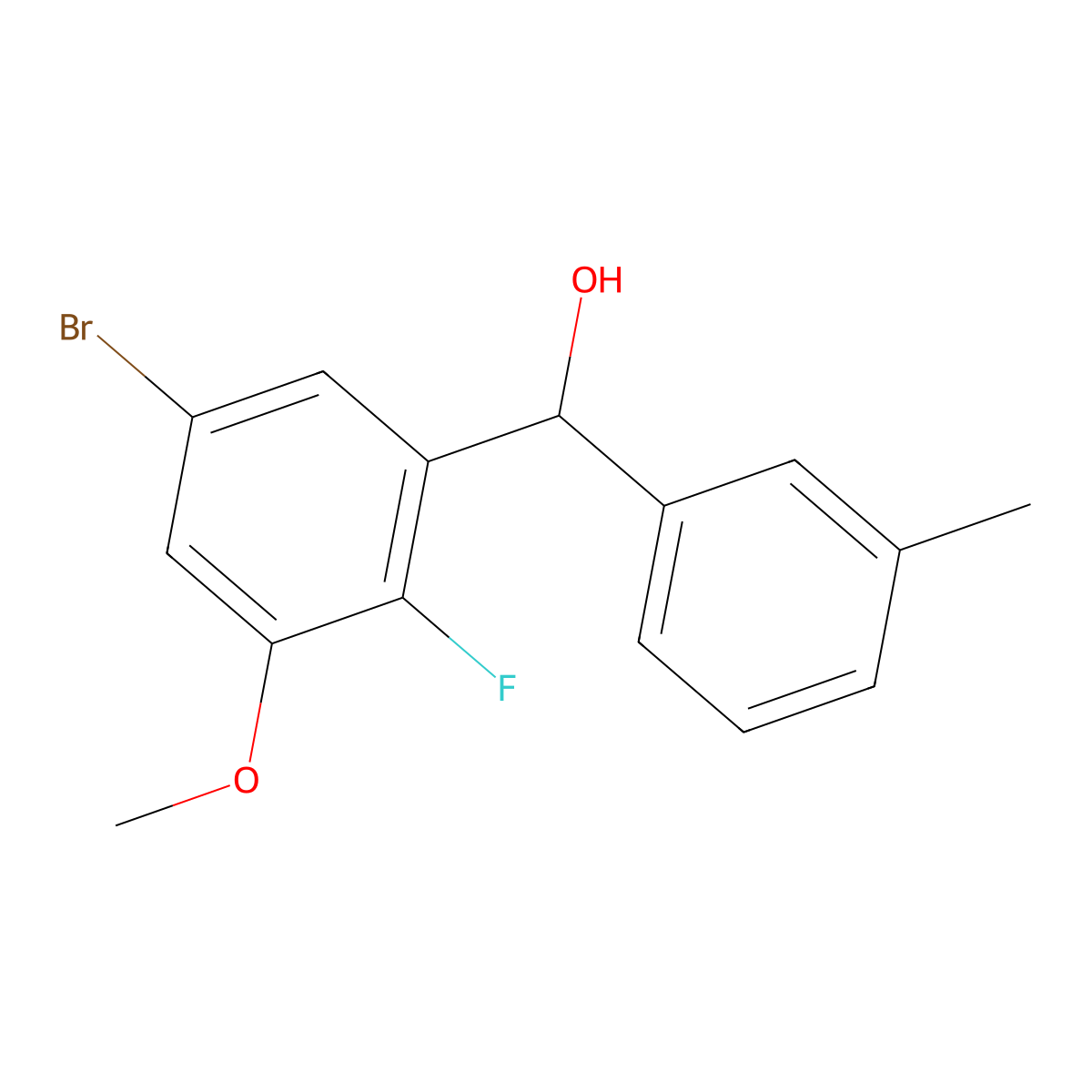 (5-Bromo-2-fluoro-3-methoxyphenyl)(m-tolyl)methanol molecular structure, CAS 3002479-59-3