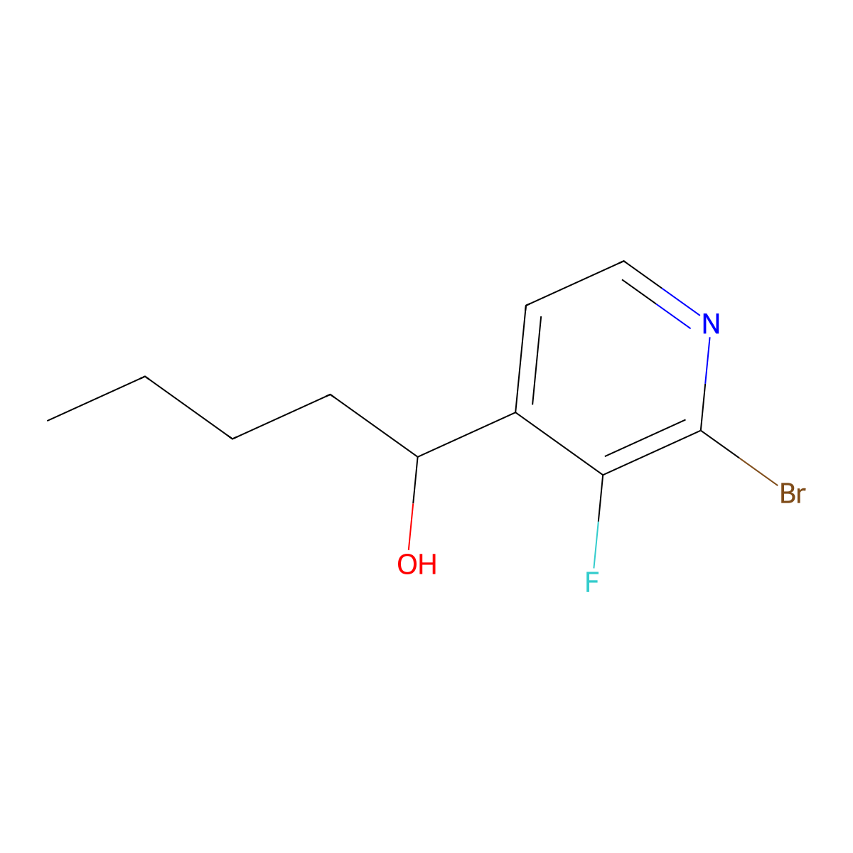 1-(2-Bromo-3-fluoropyridin-4-yl)pentan-1-ol molecular structure, CAS 3002480-57-8