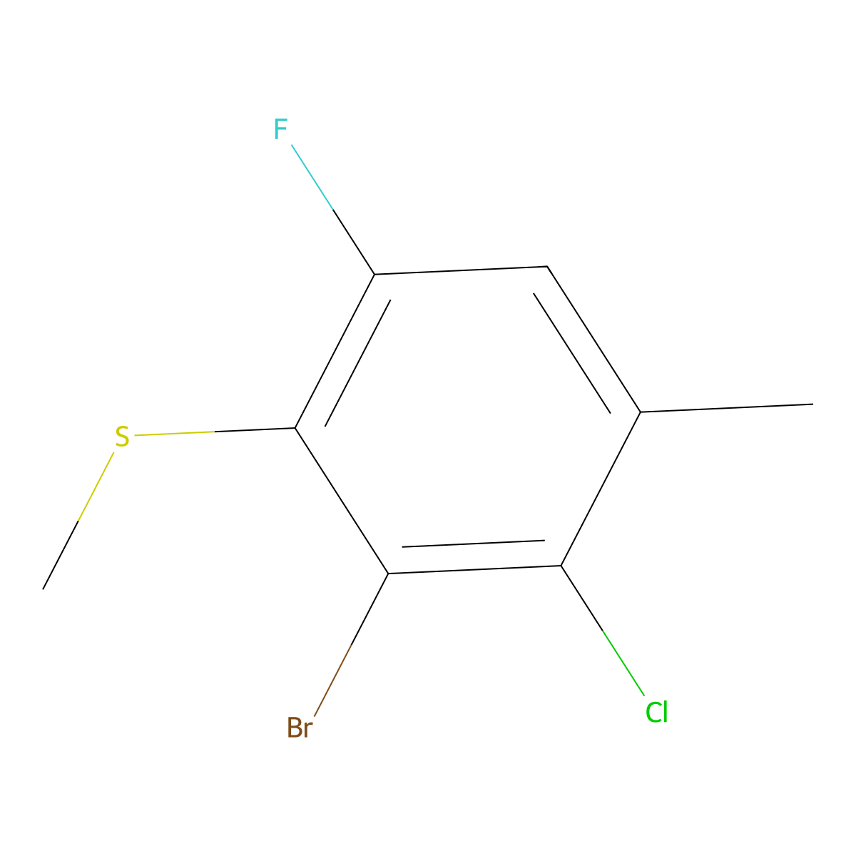 (2-Bromo-3-chloro-6-fluoro-4-methylphenyl)(methyl)sulfane molecular structure, CAS 3002480-65-8