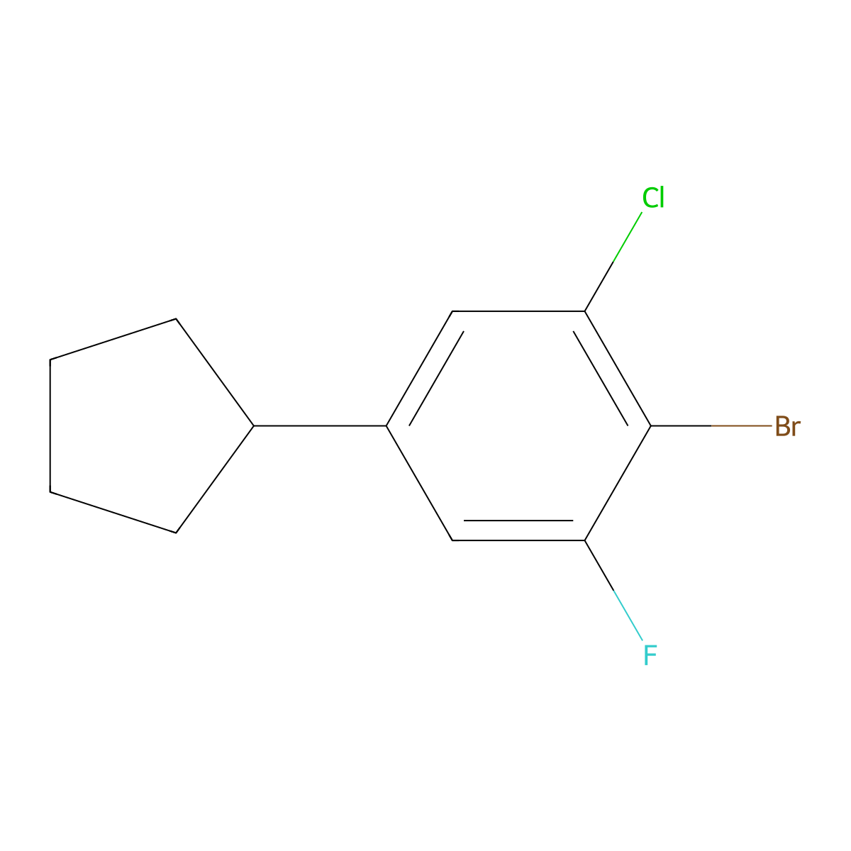 2-Bromo-1-chloro-5-cyclopentyl-3-fluorobenzene molecular structure, CAS 3002481-59-3