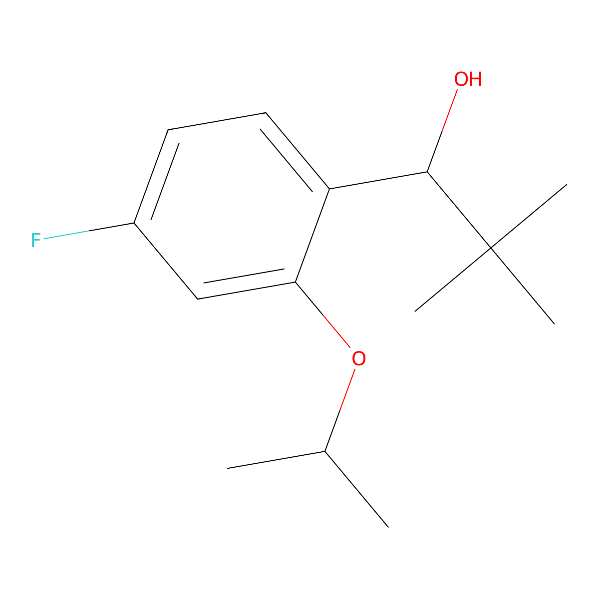 1-(4-Fluoro-2-isopropoxyphenyl)-2,2-dimethylpropan-1-ol molecular structure, CAS 3002481-63-9