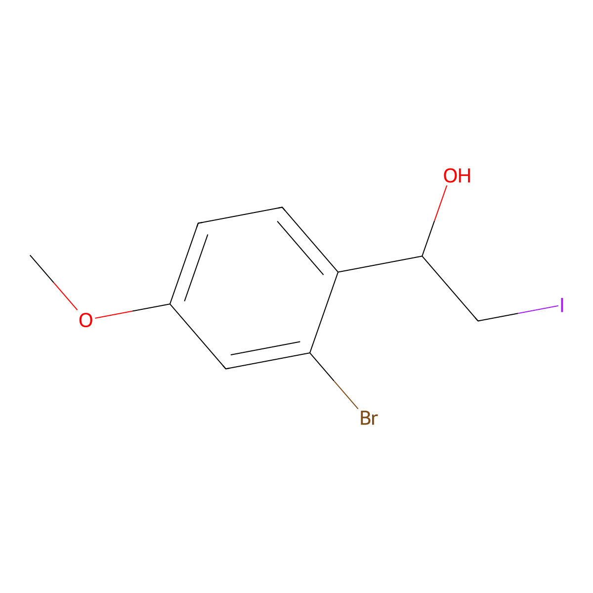 1-(2-Bromo-4-methoxyphenyl)-2-iodoethanol molecular structure, CAS 3002482-02-9