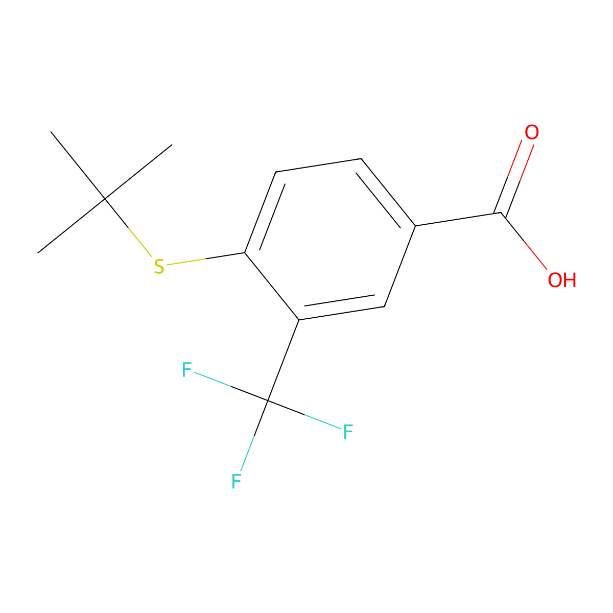4-(Tert-butylthio)-3-(trifluoromethyl)benzoic acid molecular structure, CAS 3002482-78-9