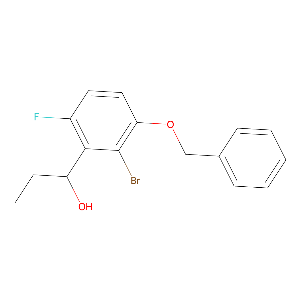 1-(3-(BenZyloxy)-2-bromo-6-fluorophenyl)propan-1-ol molecular structure, CAS 3002482-84-7