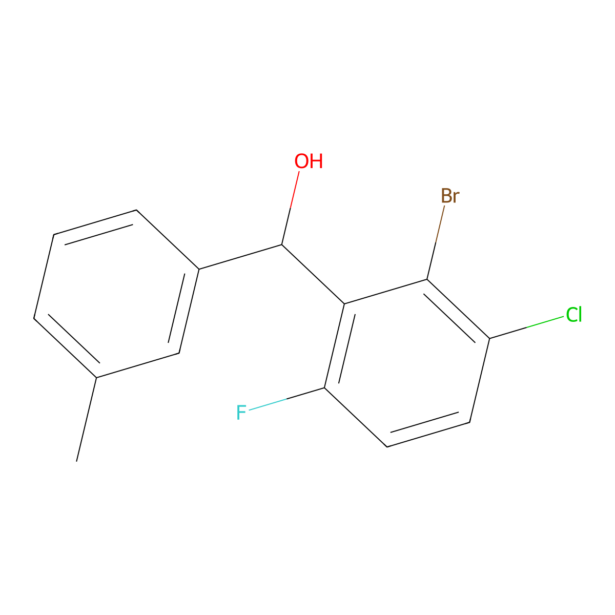 (2-Bromo-3-chloro-6-fluorophenyl)(m-tolyl)methanol molecular structure, CAS 3002482-90-5